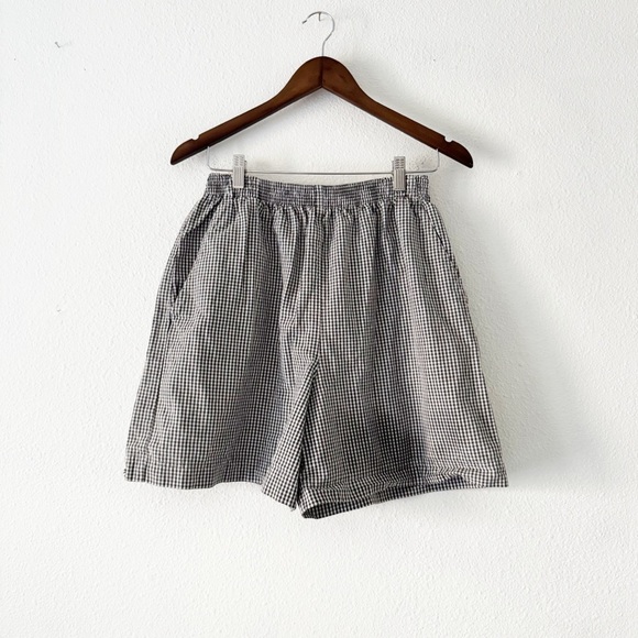 Gingham Pull On Shorts M/L High Waisted Stretch Coastal Grandma Jantzen Vintage - Picture 2 of 12